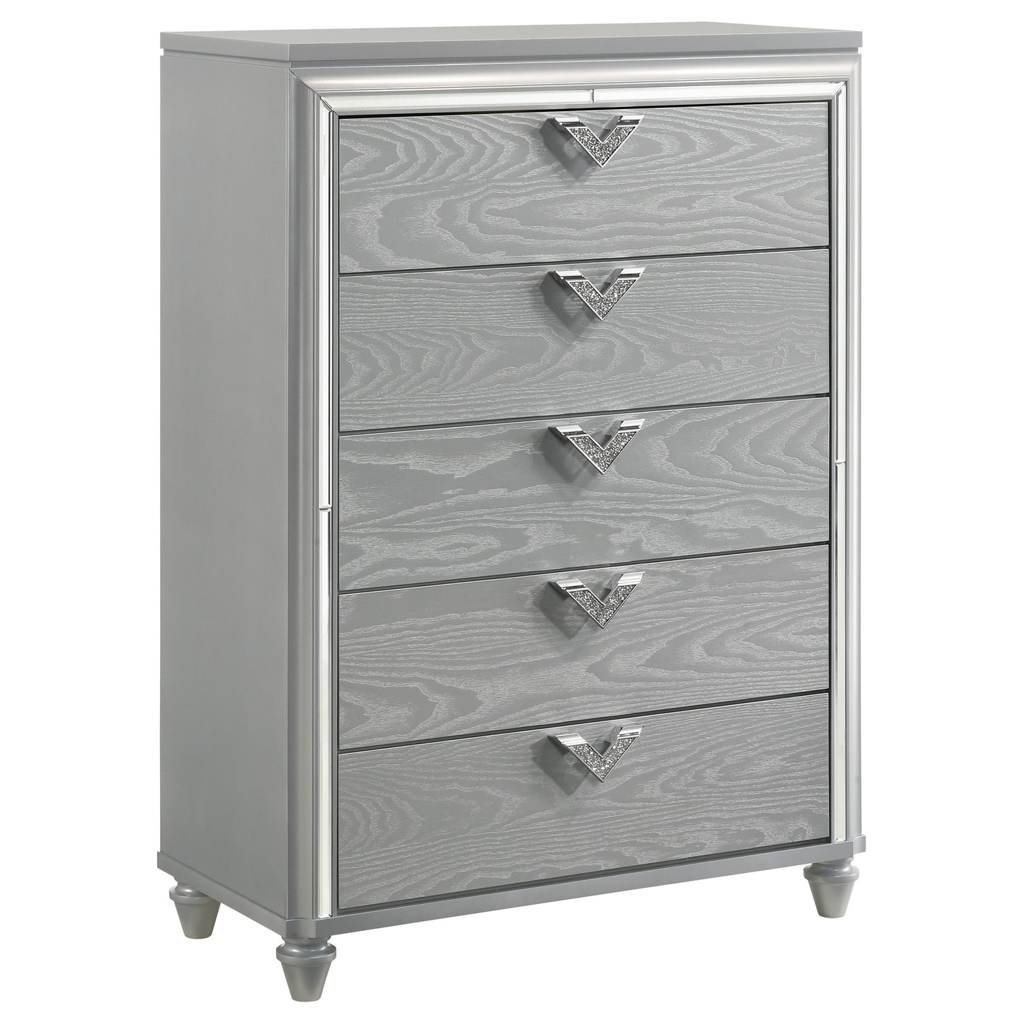 eleanor 5-drawer bedroom chest light silver