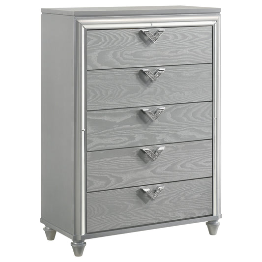 Eleanor 5-drawer Bedroom Chest Light Silver