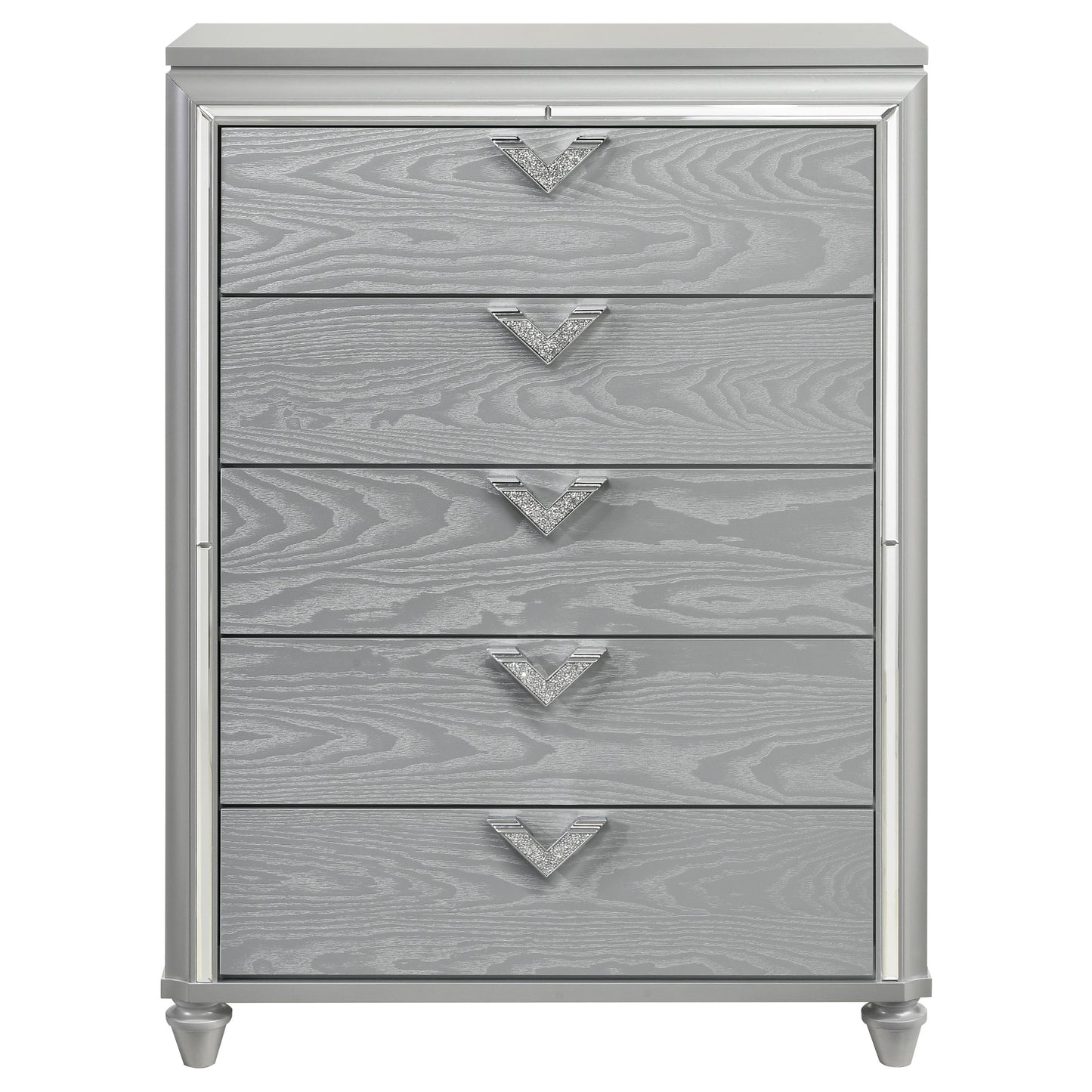 eleanor 5-drawer bedroom chest light silver