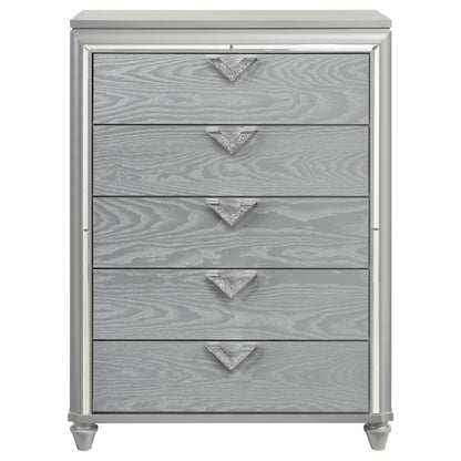 Eleanor 5-drawer Bedroom Chest Light Silver