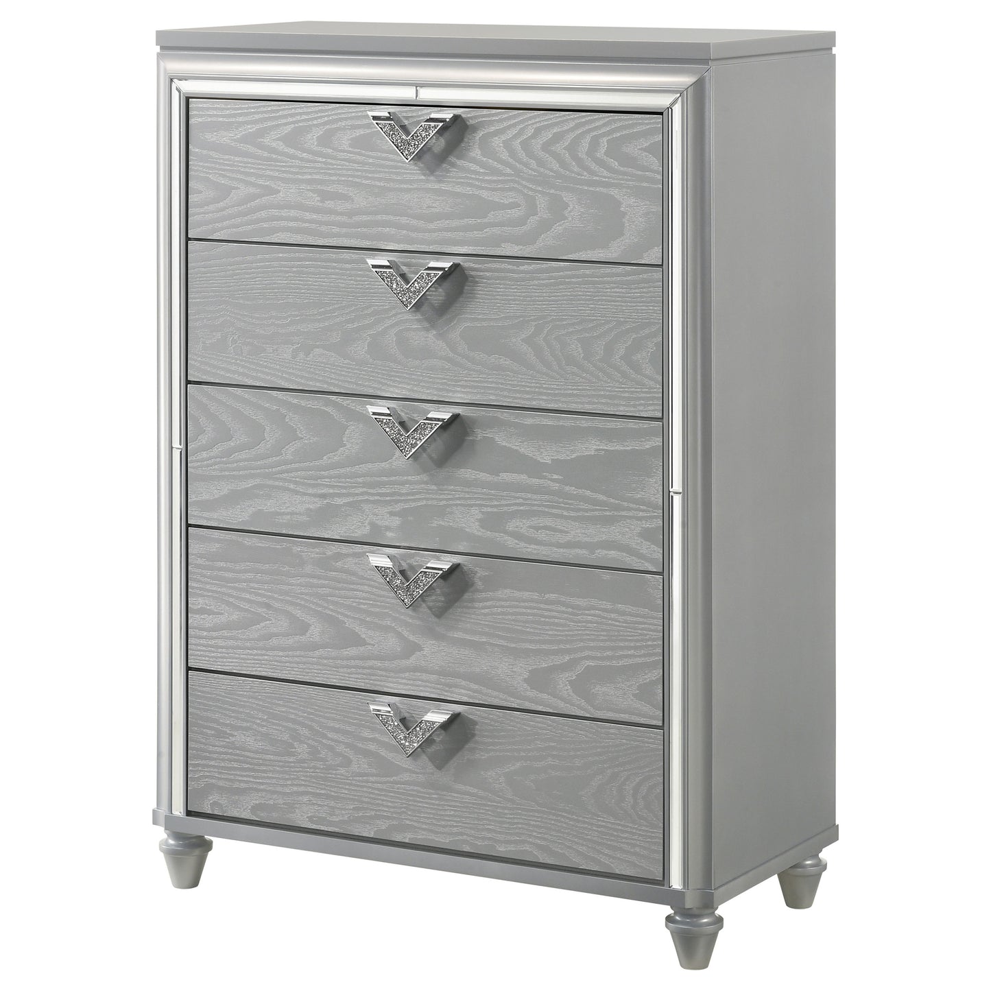 eleanor 5-drawer bedroom chest light silver