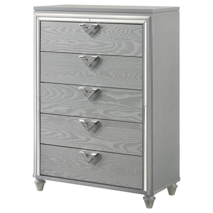 Eleanor 5-drawer Bedroom Chest Light Silver