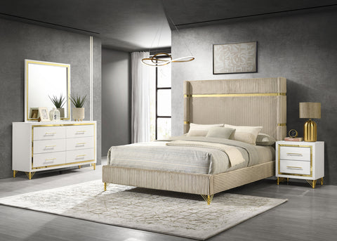 Jocelyn 4-piece Eastern King Bedroom Set Beige and WhiteBeige / White