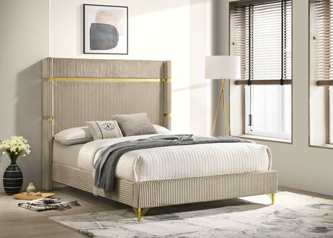 Jocelyn 61-inch Upholstered Eastern King Wingback Bed BeigeBeige