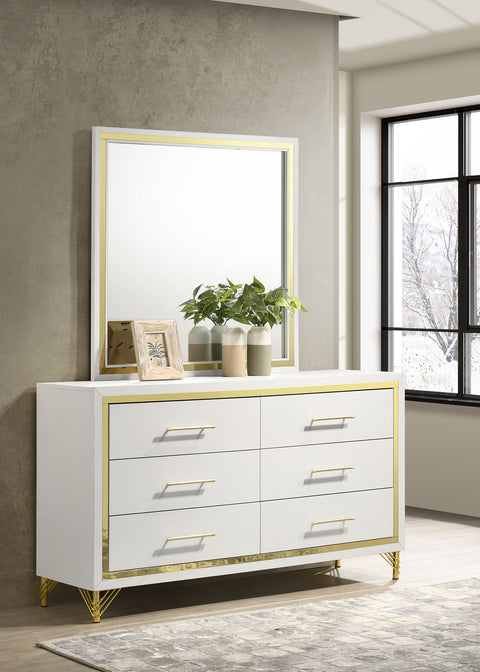 Jocelyn 6-drawer Dresser with Mirror WhiteWhite