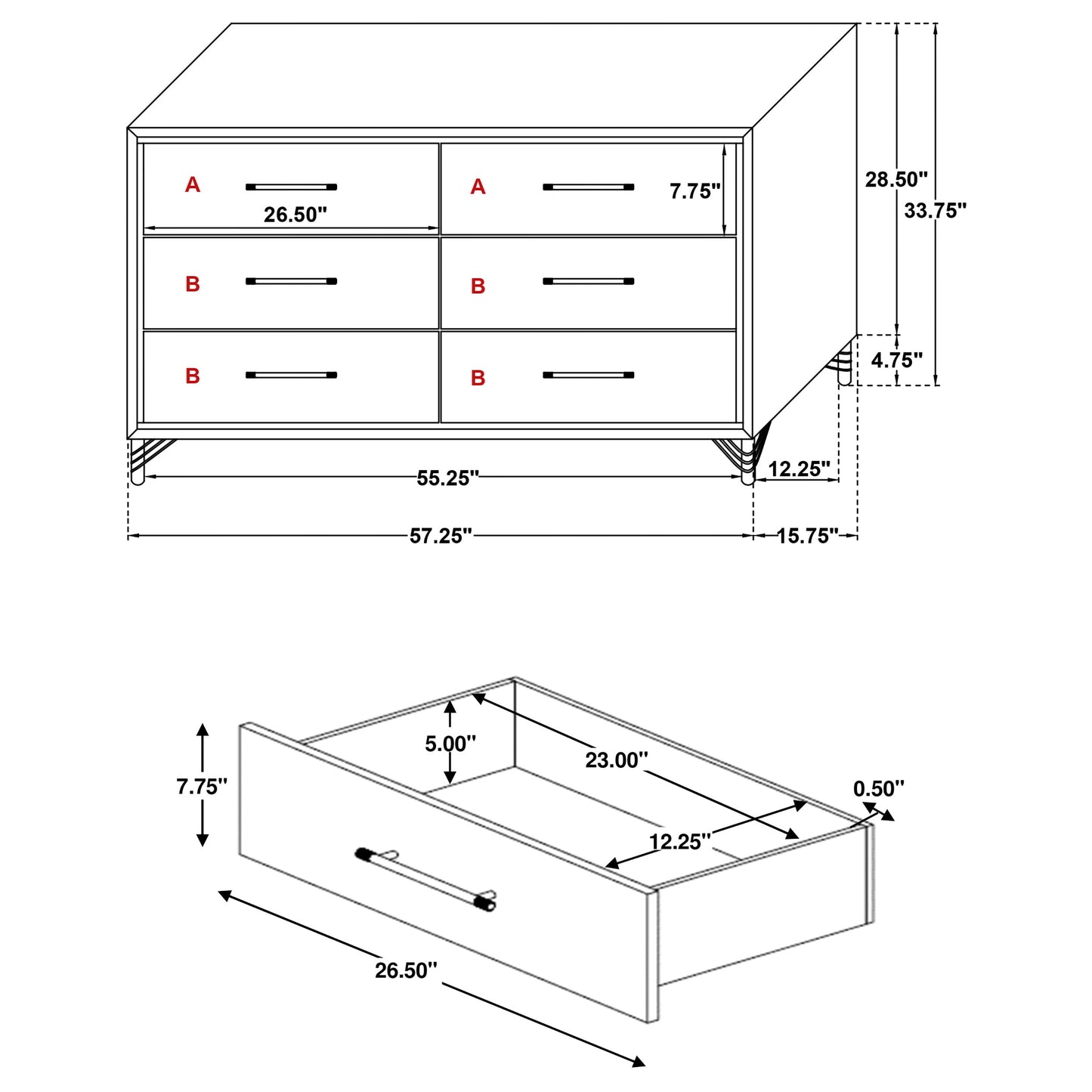 taylor 6-drawer dresser white