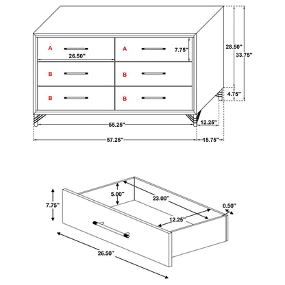 Taylor 6-drawer Dresser White