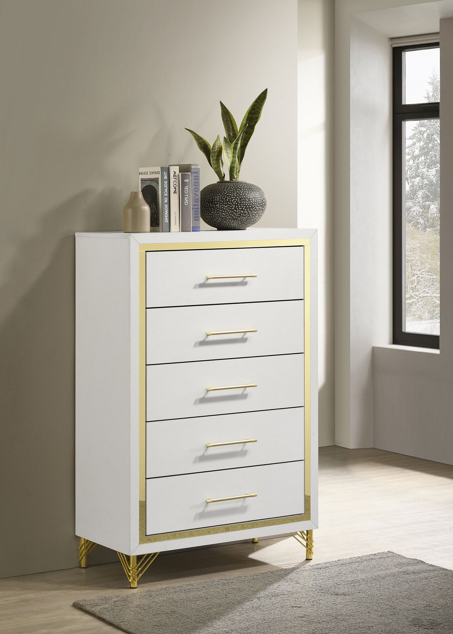 taylor 5-drawer bedroom chest white