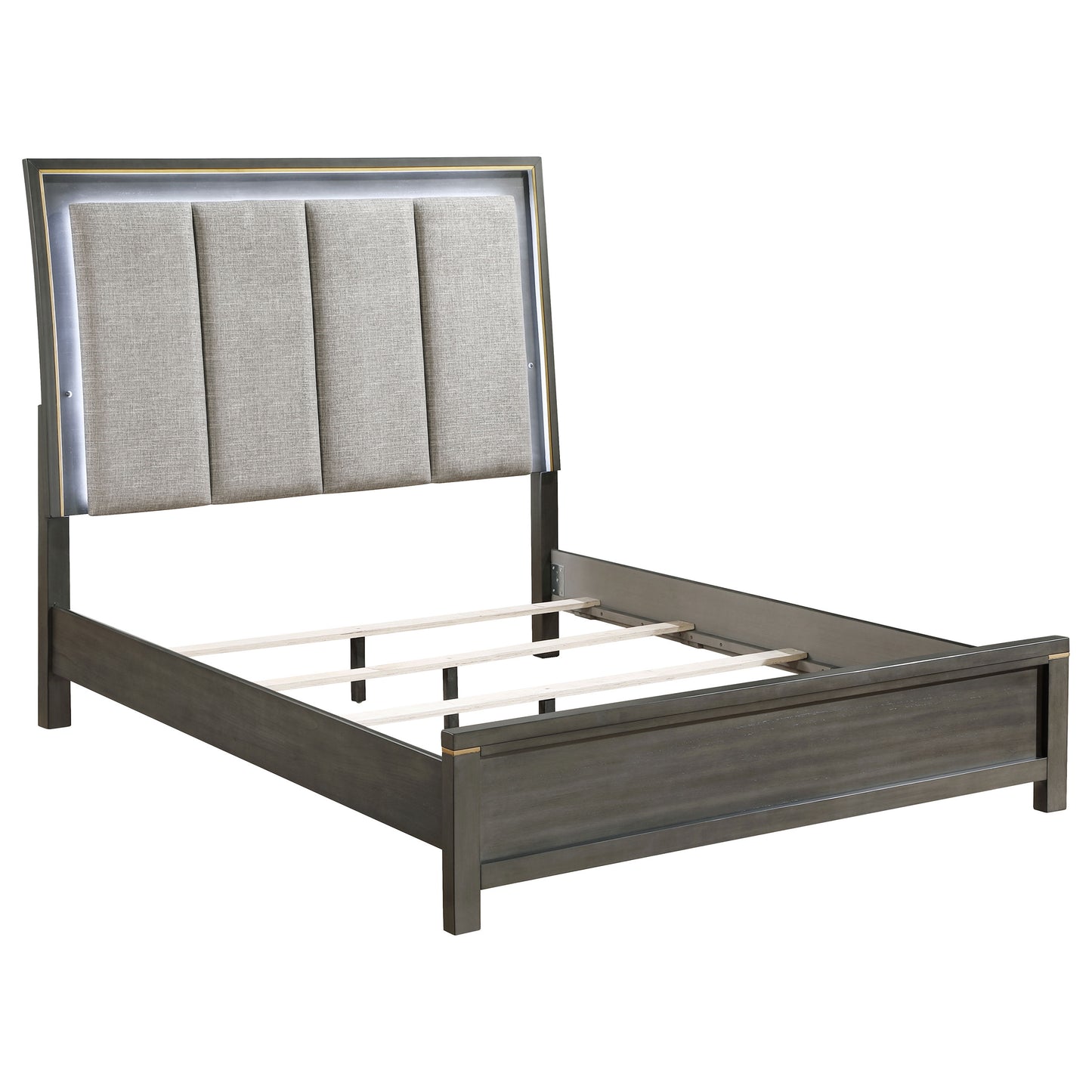 melody wood eastern king led panel bed grey