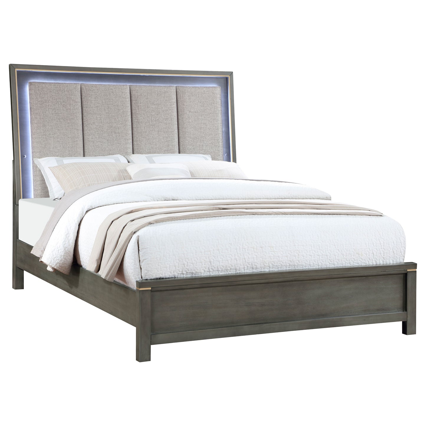 melody wood eastern king led panel bed grey