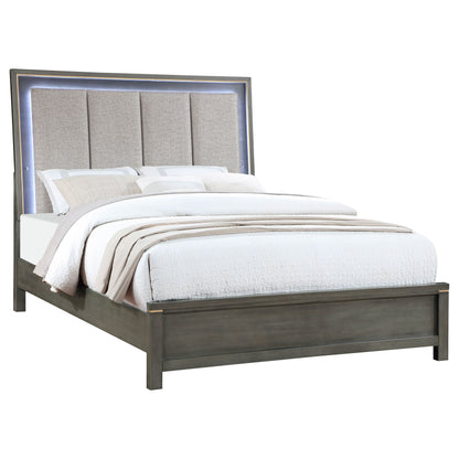 Melody Wood Eastern King LED Panel Bed Grey