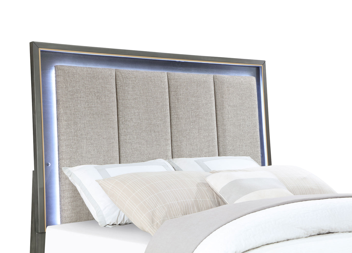 melody wood eastern king led panel bed grey