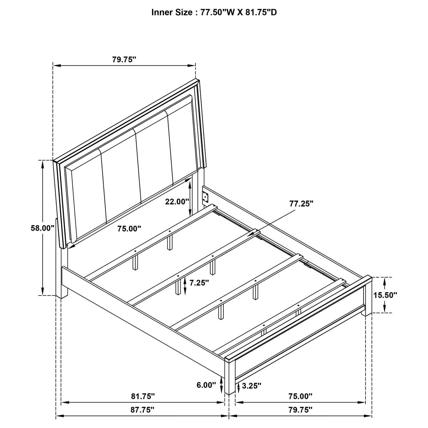 melody wood eastern king led panel bed grey