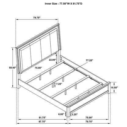 Melody Wood Eastern King LED Panel Bed Grey