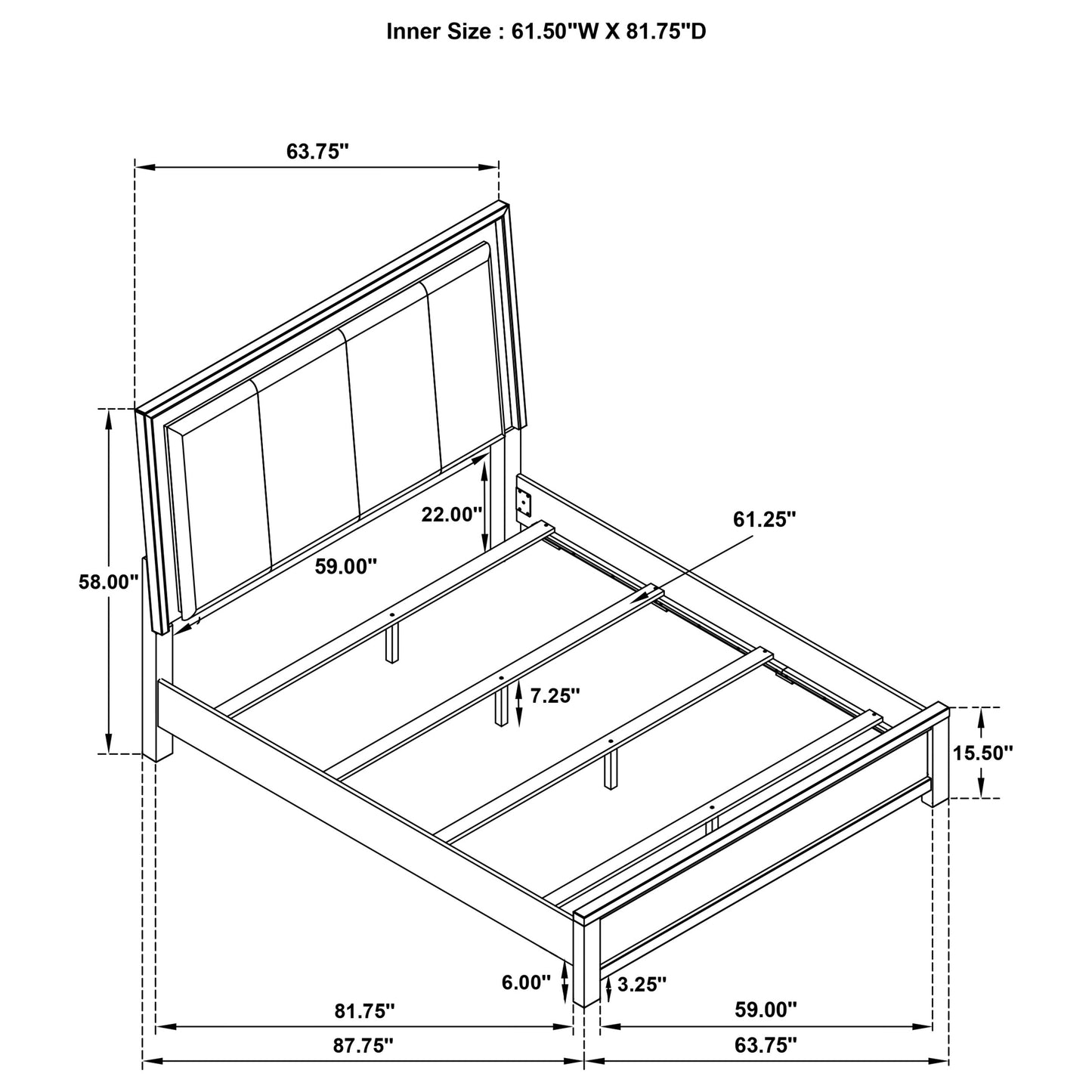 melody wood queen led panel bed grey