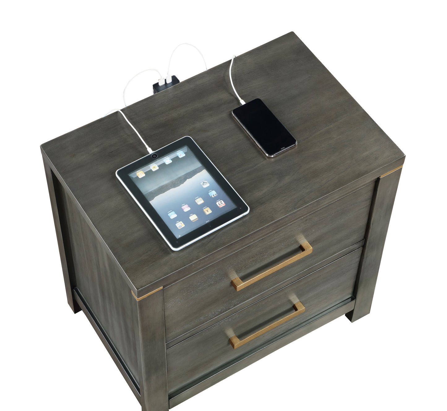 melody 2-drawer nightstand grey