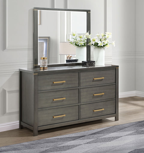 Euston 6-drawer Dresser with Mirror GreyGrey