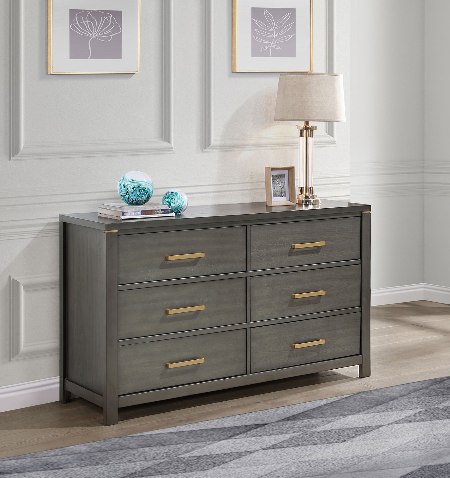 melody 6-drawer dresser grey