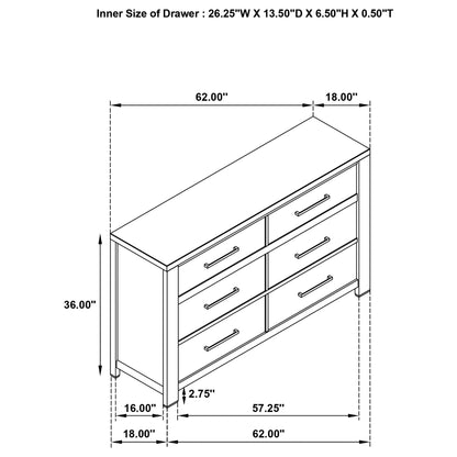 Melody 6-drawer Dresser Grey