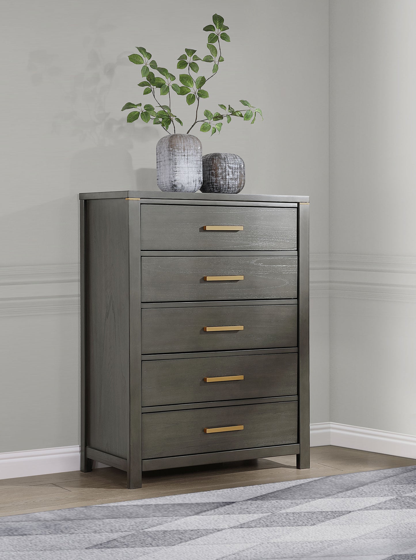 melody 5-drawer bedroom chest grey