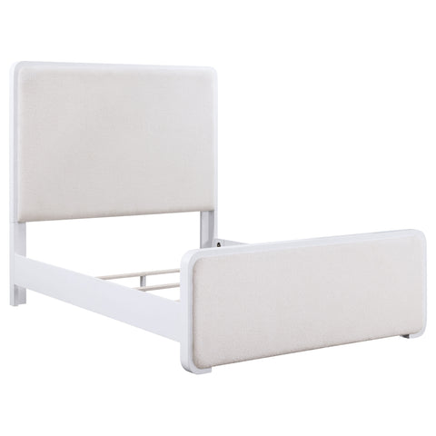 Aghes Upholstered Queen Panel Bed Pearl WhitePearl White