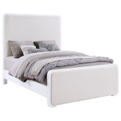 Aghes Upholstered Queen Panel Bed Pearl WhitePearl White