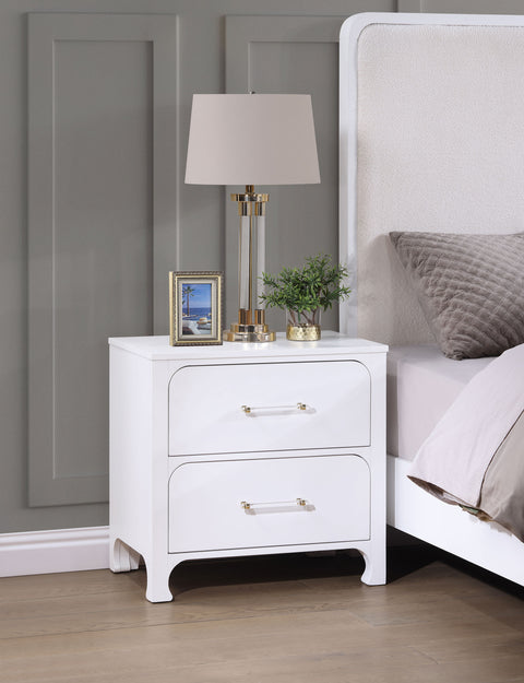 Aghes 2-drawer Nightstand Pearl WhitePearl White