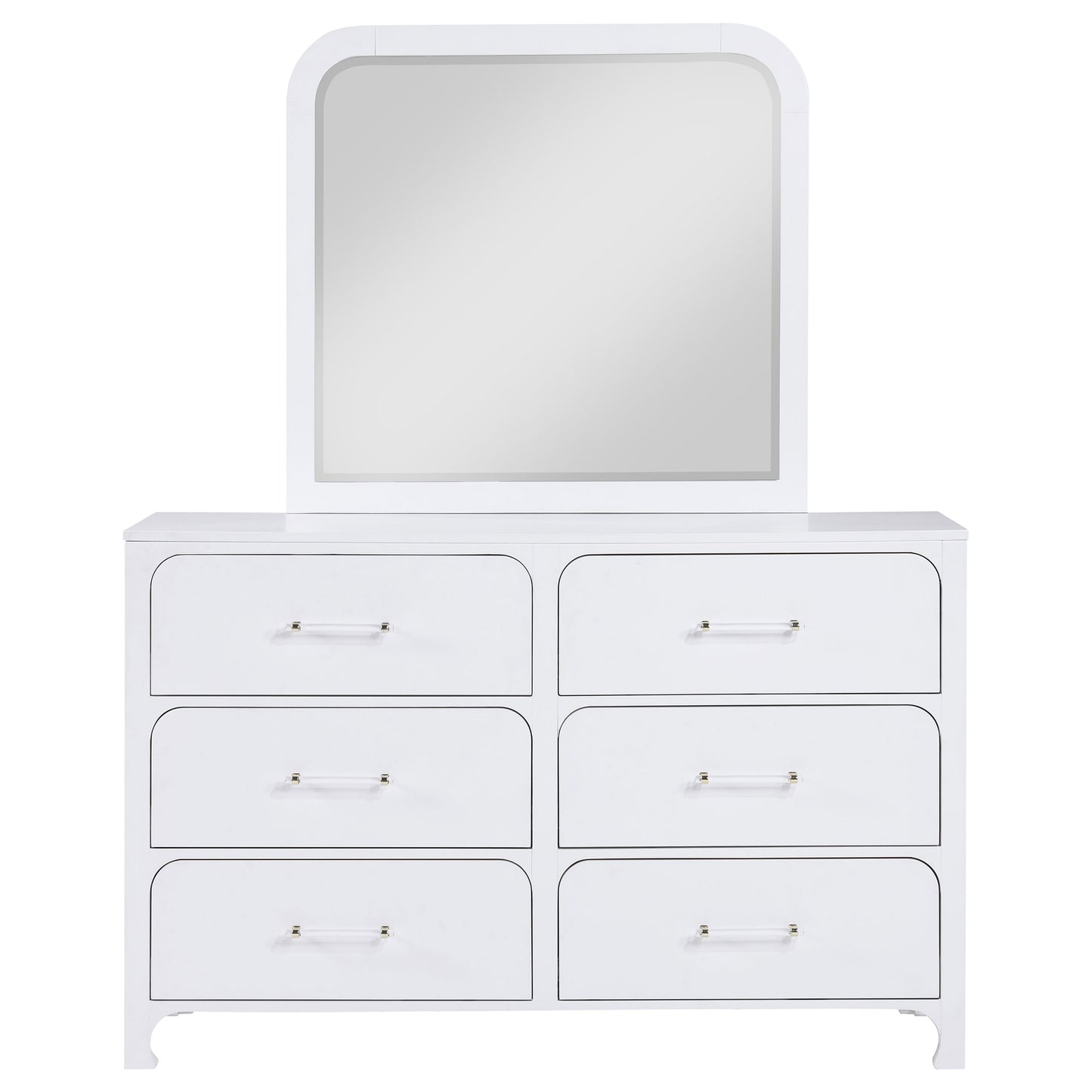 aghes 6-drawer dresser with mirror pearl whitepearl white