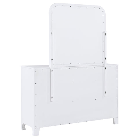 Aghes 6-drawer Dresser with Mirror Pearl WhitePearl White