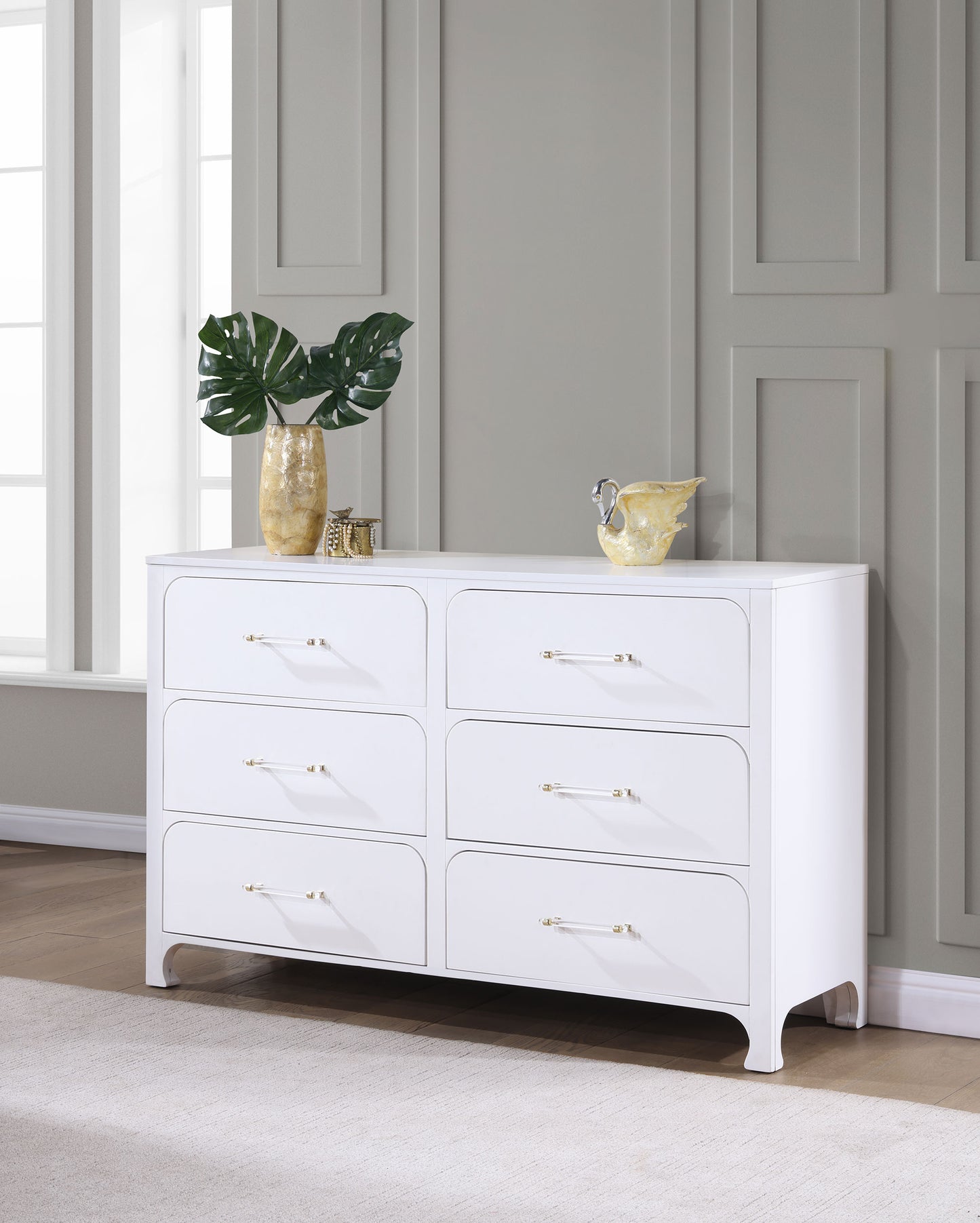 hillcrest 6-drawer dresser pearl white