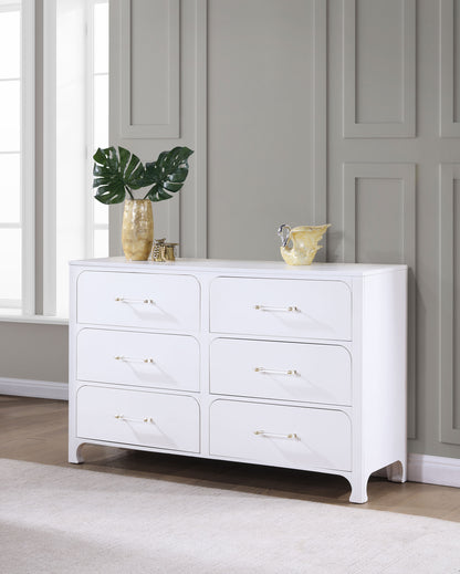 Hillcrest 6-drawer Dresser Pearl White