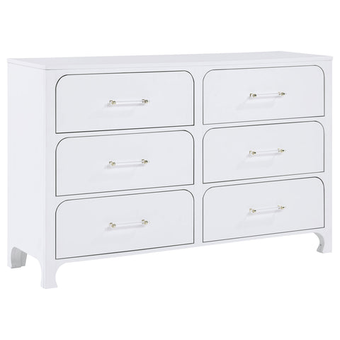 Aghes 6-drawer Dresser Pearl WhitePearl White