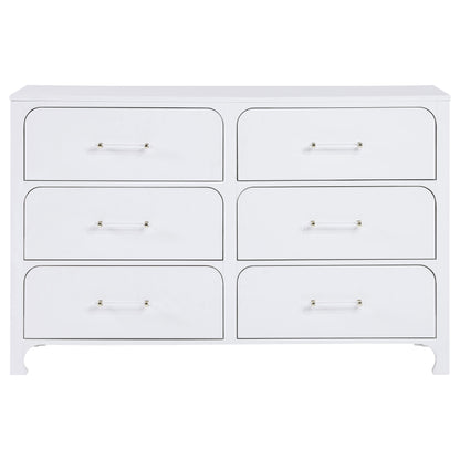 Hillcrest 6-drawer Dresser Pearl White