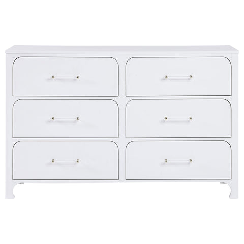 Aghes 6-drawer Dresser Pearl WhitePearl White