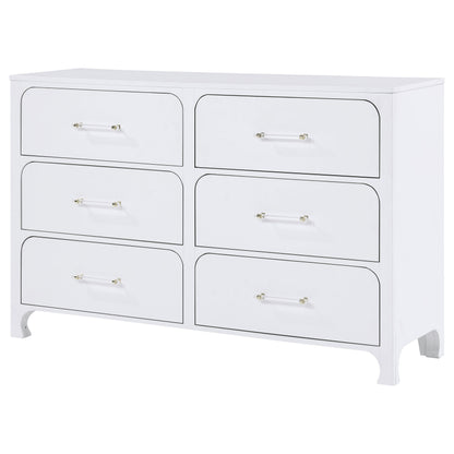 Hillcrest 6-drawer Dresser Pearl White