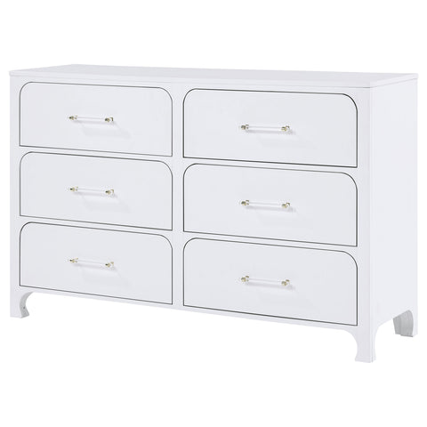 Aghes 6-drawer Dresser Pearl WhitePearl White