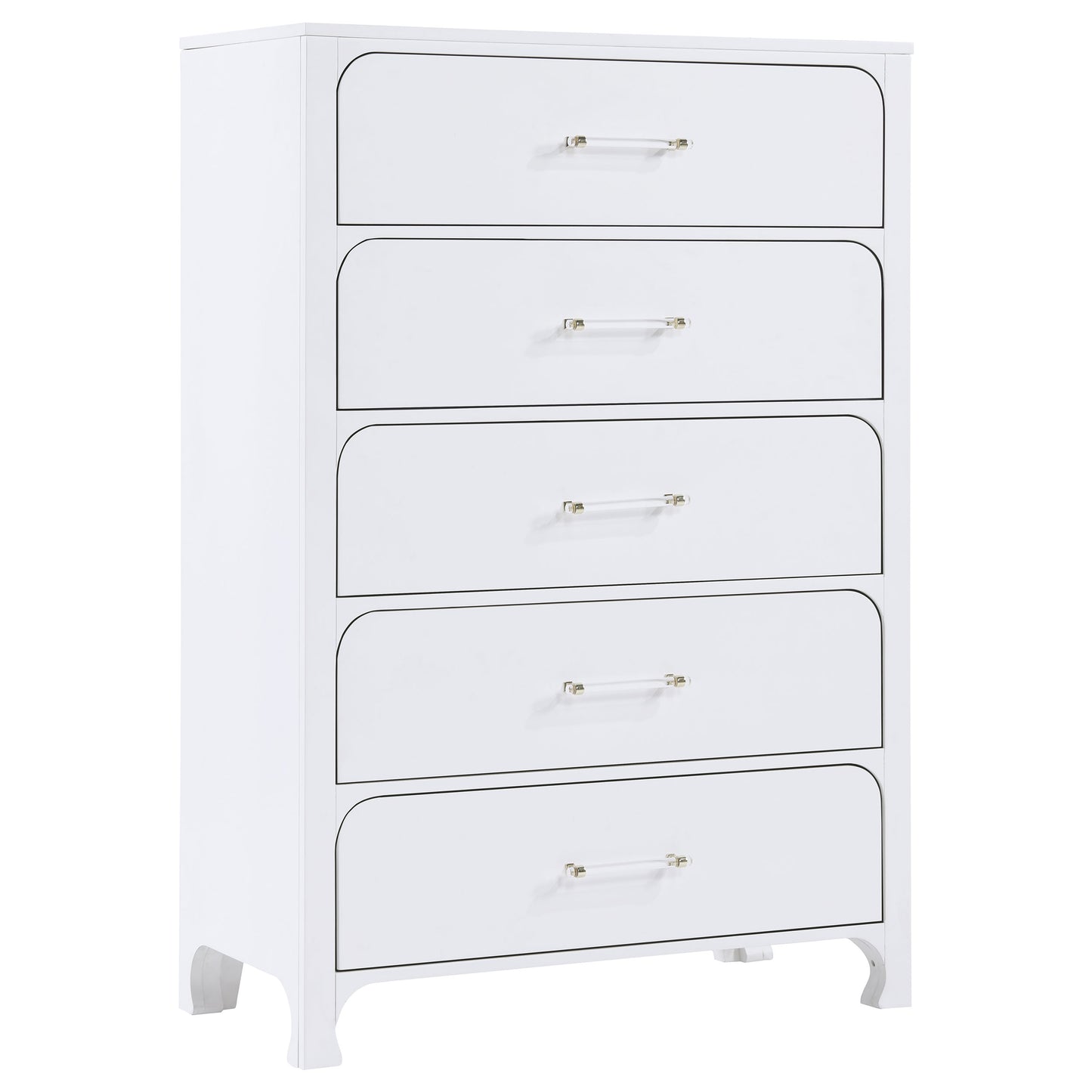 hillcrest 5-drawer bedroom chest pearl white