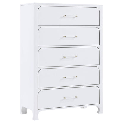 Hillcrest 5-drawer Bedroom Chest Pearl White