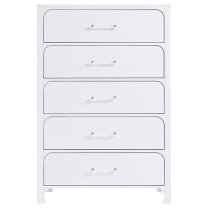 Hillcrest 5-drawer Bedroom Chest Pearl White