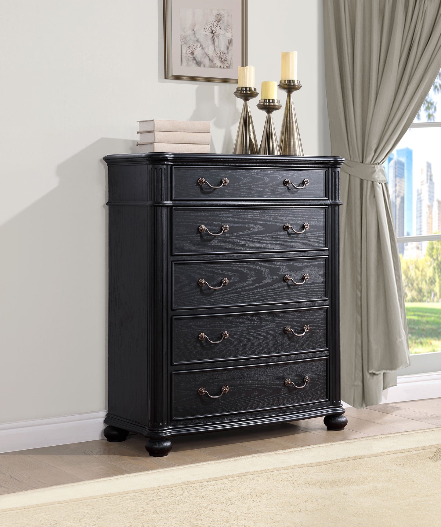 stillwood 5-drawer bedroom chest black