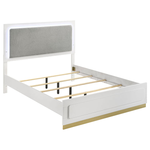 Callie Wood Eastern King LED Panel Bed WhiteWhite