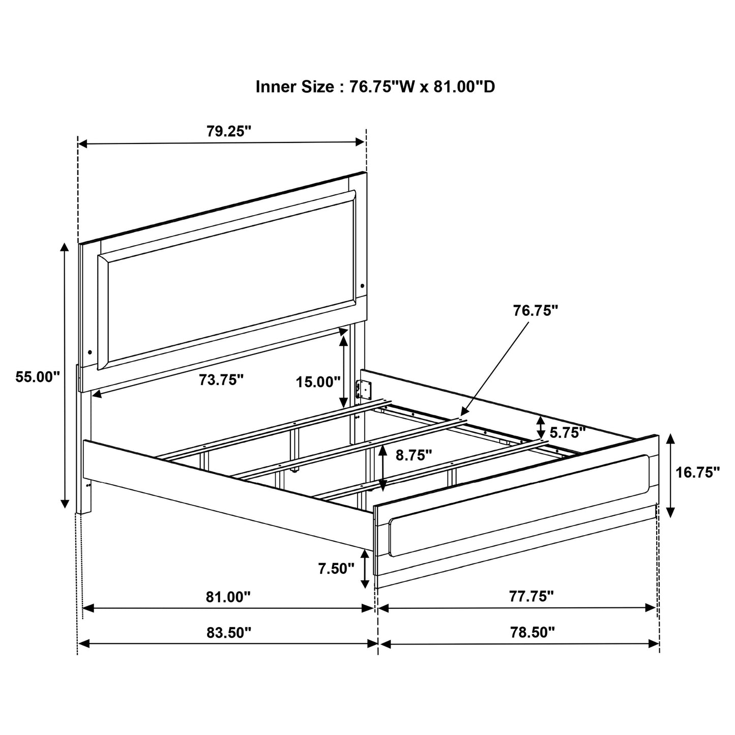 winslow wood eastern king led panel bed white