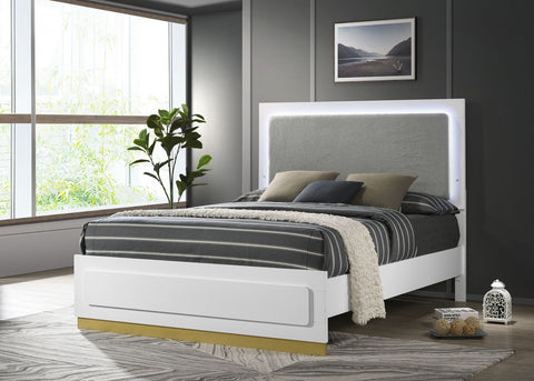 Callie Wood California King LED Panel Bed WhiteWhite