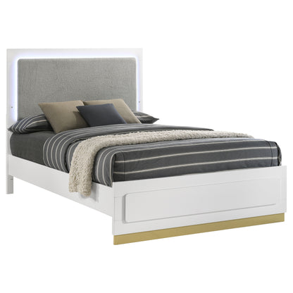 Callie Wood Queen LED Panel Bed WhiteWhite