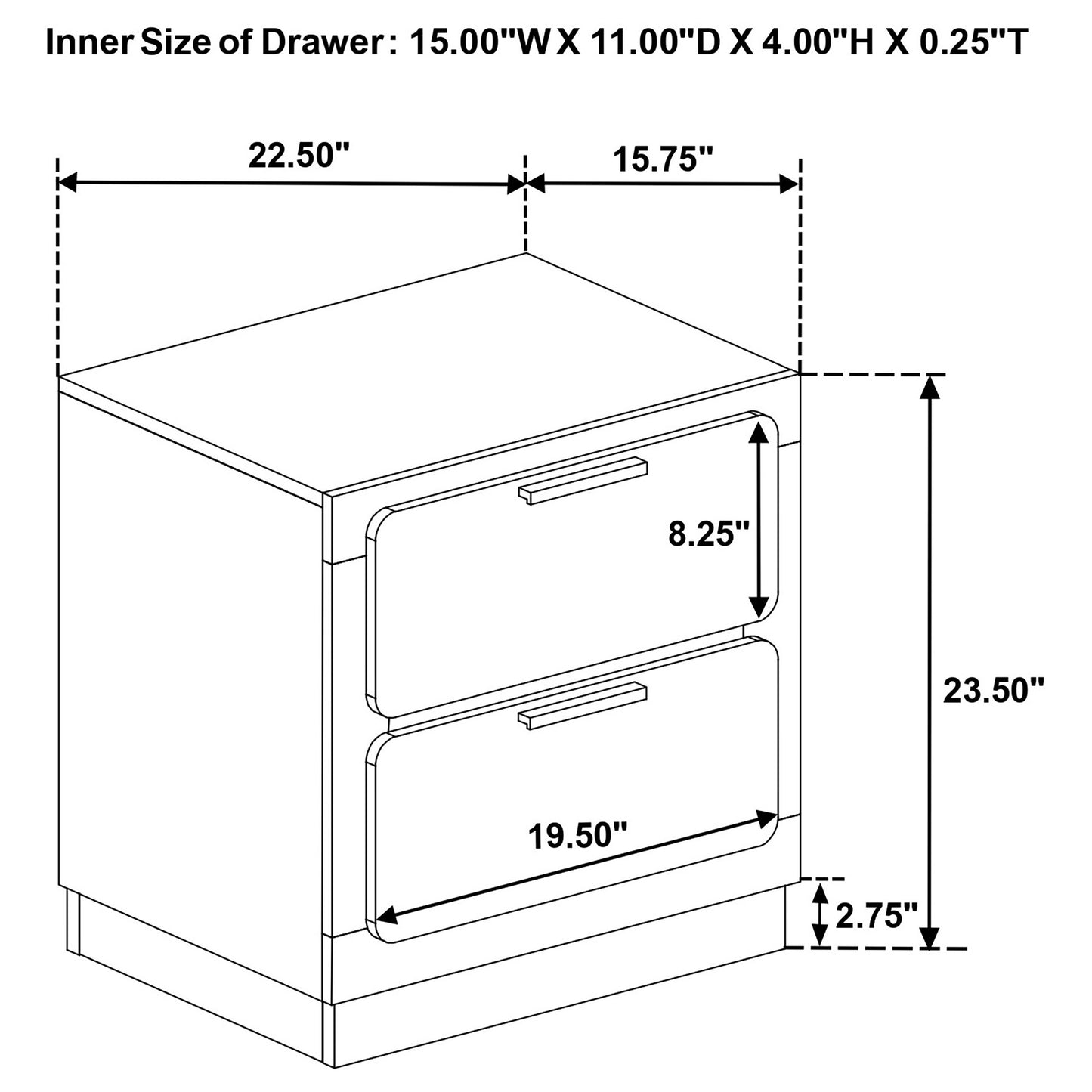 winslow 2-drawer nightstand white