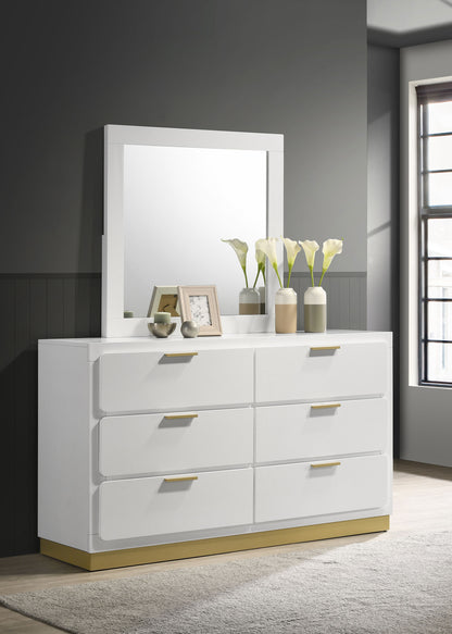 Callie 6-drawer Dresser with Mirror WhiteWhite
