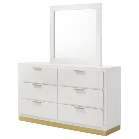 Callie 6-drawer Dresser with Mirror WhiteWhite