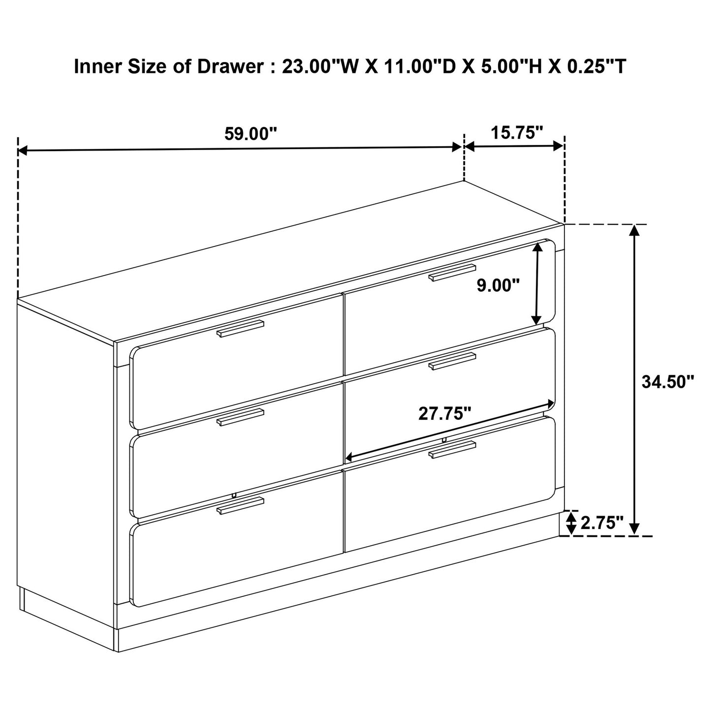 winslow 6-drawer dresser white