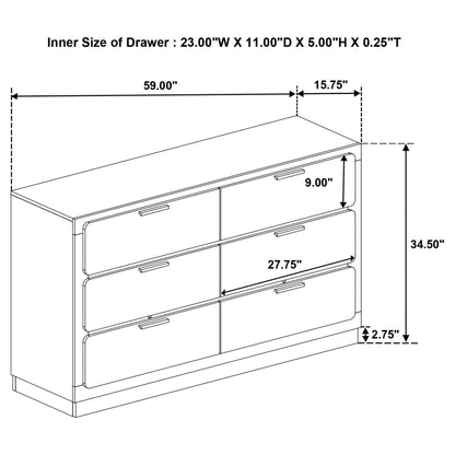 Winslow 6-drawer Dresser White