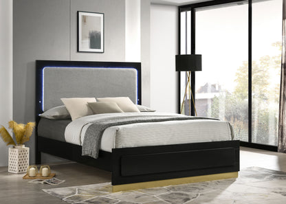 Winslow Wood Eastern King LED Panel Bed Black